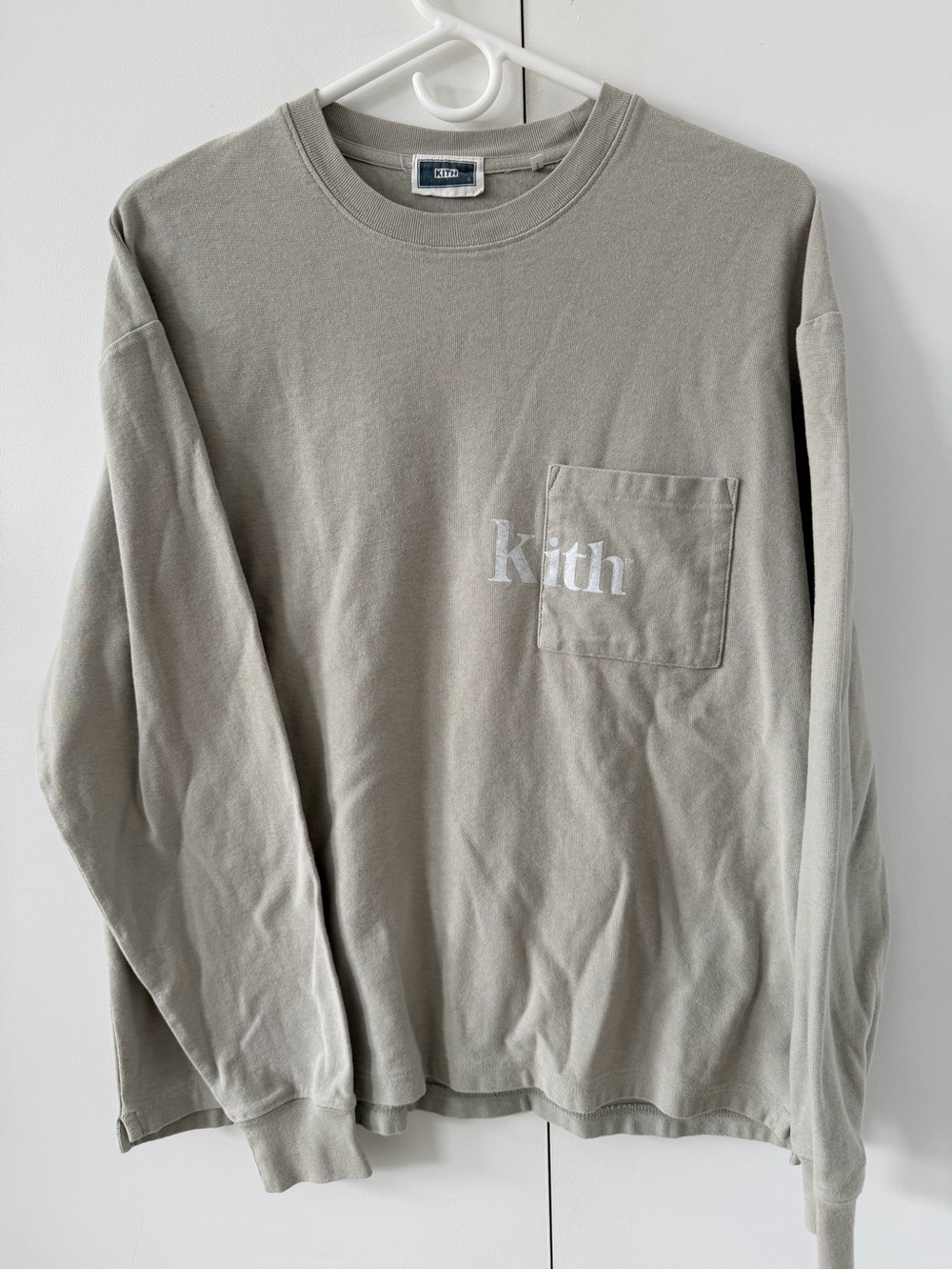 Kith Long Sleeve T-Shirt Men S Green Quinn Classic Pullover Streetwear Hypebeast